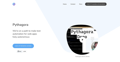 Screenshot main page Pythagora