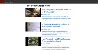Screenshot main page Researchinenglish