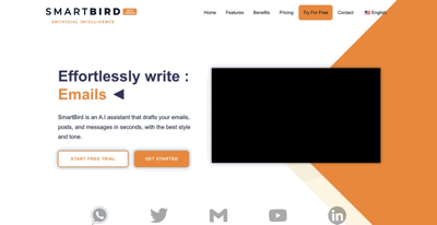 Screenshot main page Smartbird