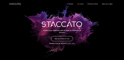 Screenshot main page Staccato