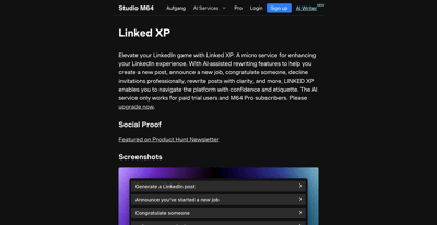 Screenshot main page Linked Xp