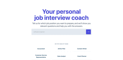 Screenshot main page Ai Interview Coach