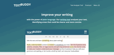 Screenshot main page Textbuddy