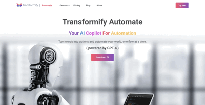 Screenshot main page Transformify