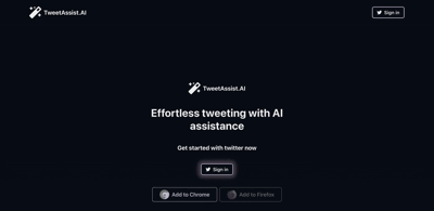 Screenshot main page Tweet Assist App