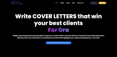 Screenshot main page Upwork Cover Letter Generator
