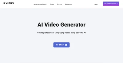 Screenshot main page Video Generator By Vidds