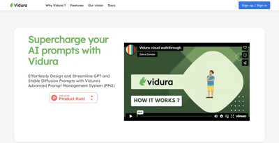 Screenshot main page Vidura