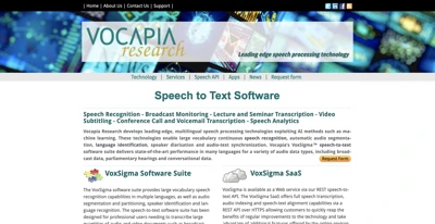 Screenshot main page Vocapia