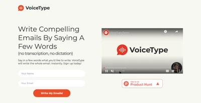 Screenshot main page Voicetype