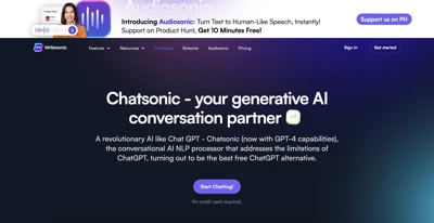 Screenshot main page Chatsonic