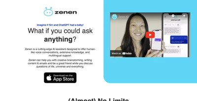 Screenshot main page Zenen.ai