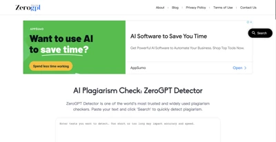 Screenshot main page Zerogptdetector