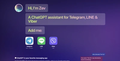 Screenshot main page Zev